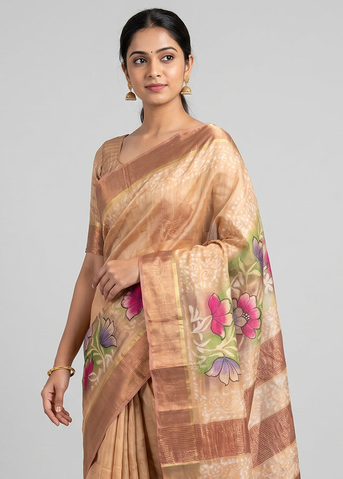 Multicolor Handloom Tussar Pure Silk Saree With Blouse Piece
