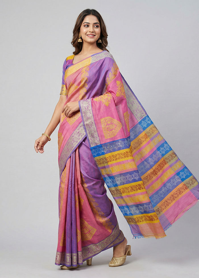 Rust Katan Silk Saree With Blouse Piece