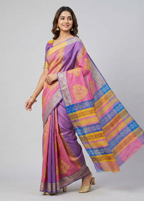 Rust Katan Silk Saree With Blouse Piece
