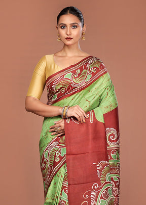 Multicolor Bishnupuri Pure Silk Saree Without Blouse Piece