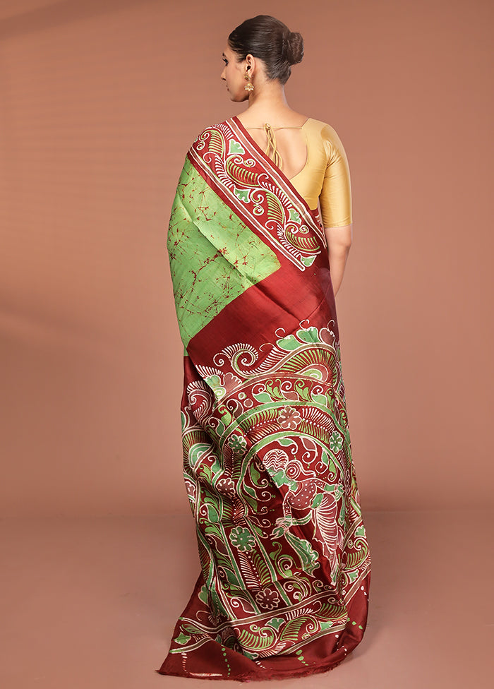Multicolor Bishnupuri Pure Silk Saree Without Blouse Piece
