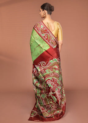 Multicolor Bishnupuri Pure Silk Saree Without Blouse Piece