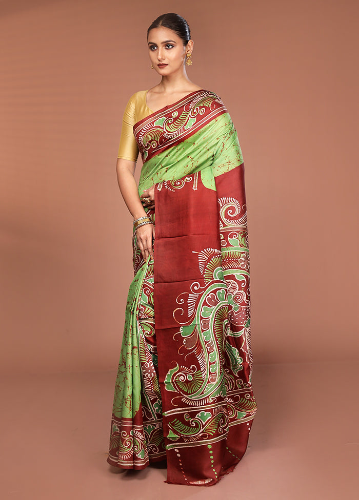 Multicolor Bishnupuri Pure Silk Saree Without Blouse Piece