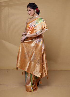 Cream Dupion Silk Saree With Blouse Piece