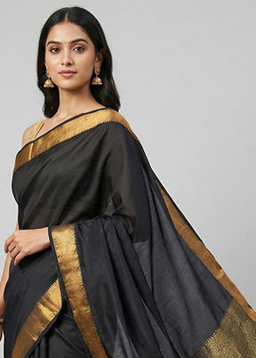 Black Kanjivaram Silk Saree With Blouse Piece