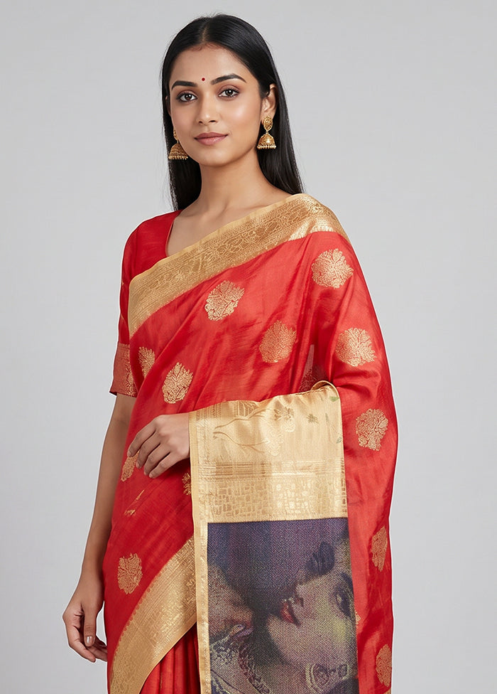 Pink Dupion Silk Saree With Blouse Piece