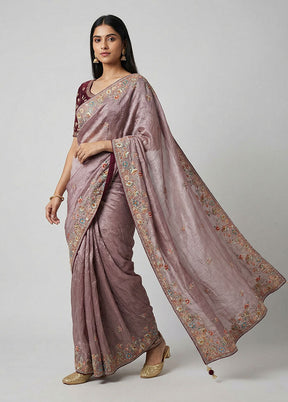 Purple Georgette Saree With Blouse Piece
