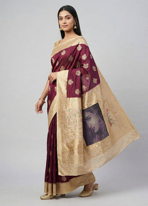 Purple Dupion Silk Saree With Blouse Piece