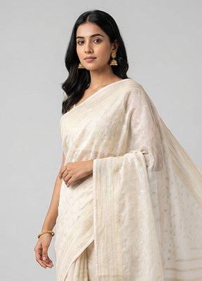 White Organza Saree With Blouse Piece