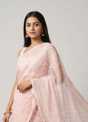 Pink Organza Saree With Blouse Piece