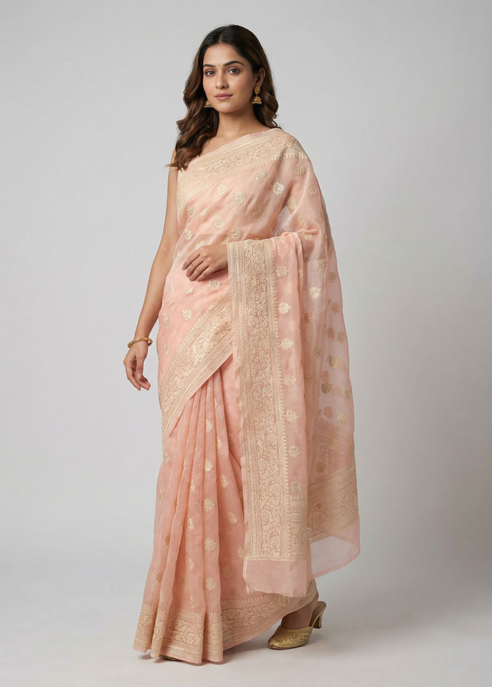 Pink Organza Saree With Blouse Piece