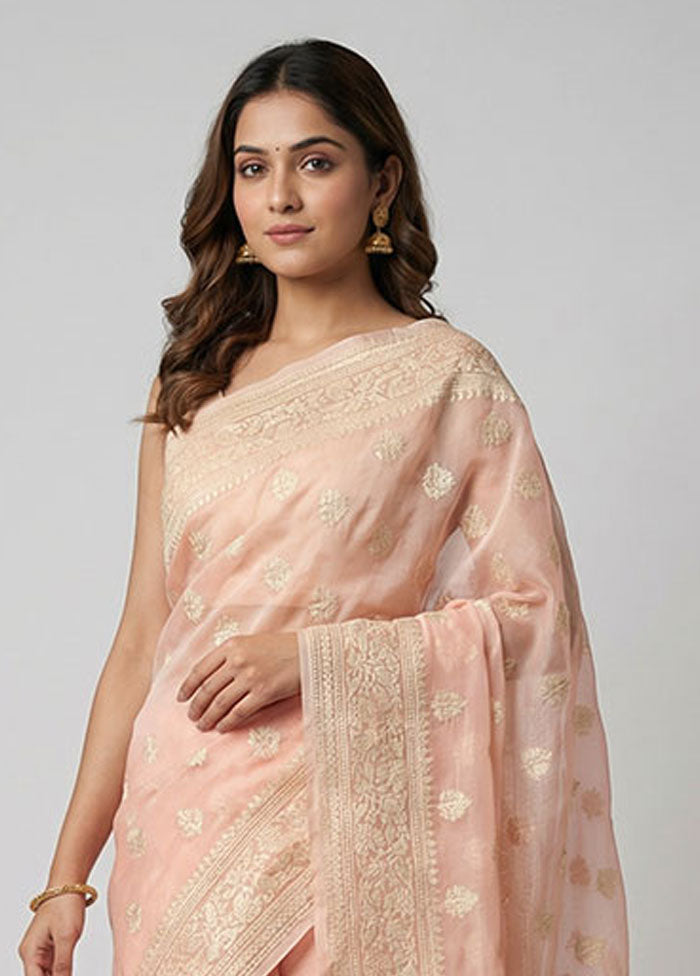 Pink Organza Saree With Blouse Piece