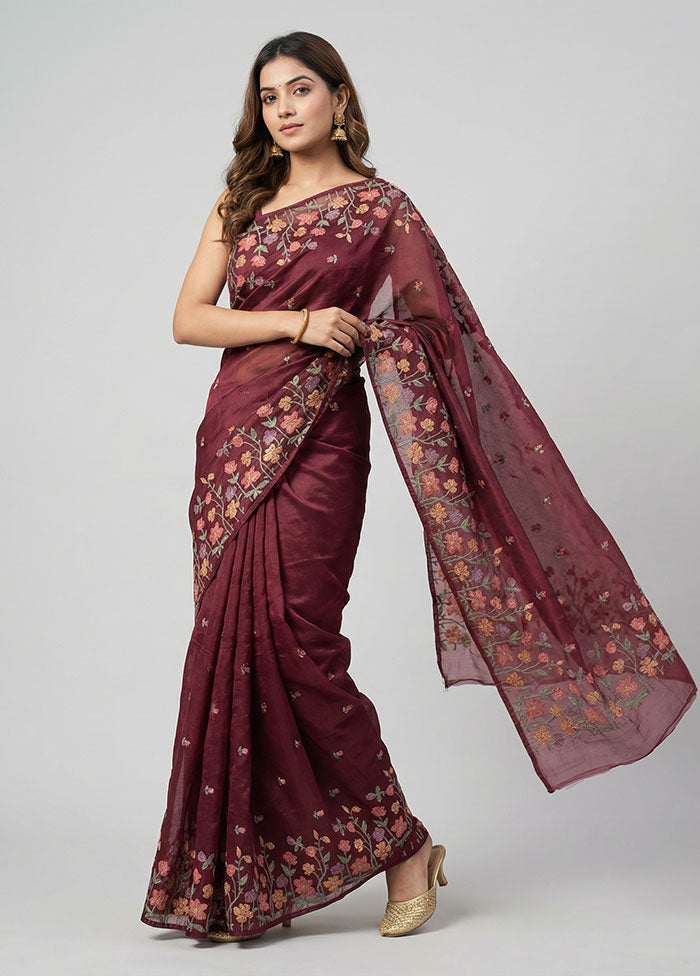 Green Organza Saree With Blouse Piece