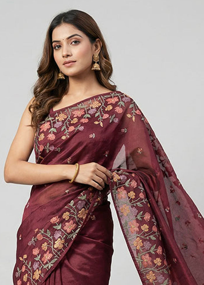 Green Organza Saree With Blouse Piece