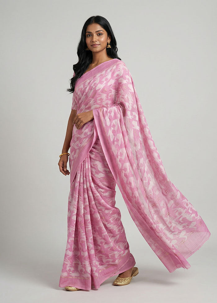 White Jamdani Cotton Saree Without Blouse Piece