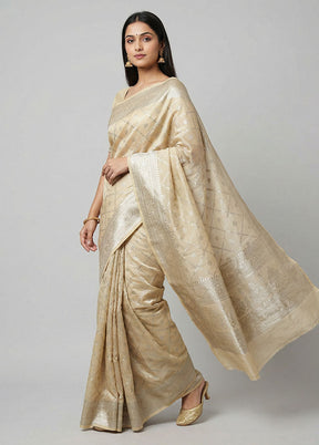 Yellow Handloom Dupion Silk Saree With Blouse Piece