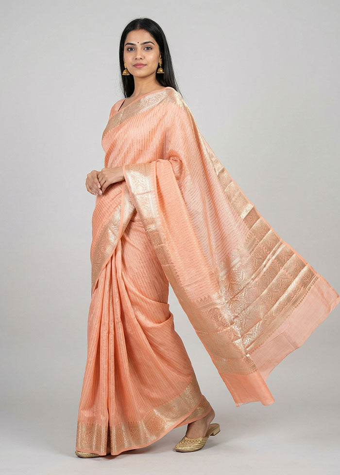 Pink Handloom Dupion Silk Saree With Blouse Piece