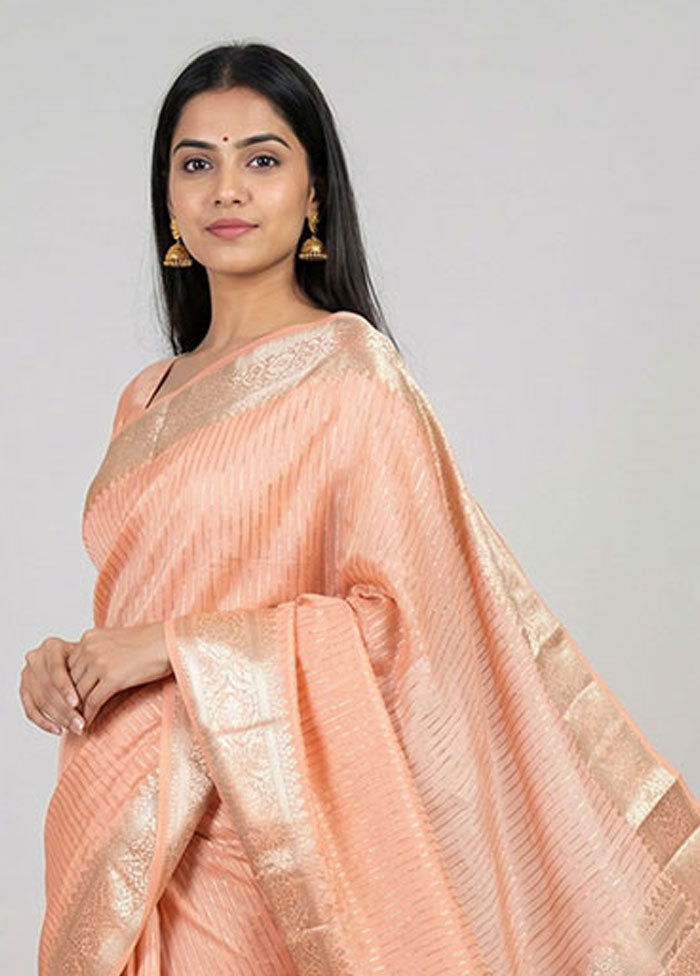 Pink Handloom Dupion Silk Saree With Blouse Piece