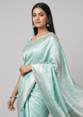 Green Handloom Dupion Silk Saree With Blouse Piece