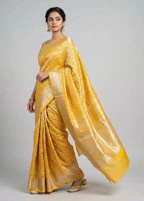 Yellow Handloom Dupion Pure Silk Saree With Blouse Piece