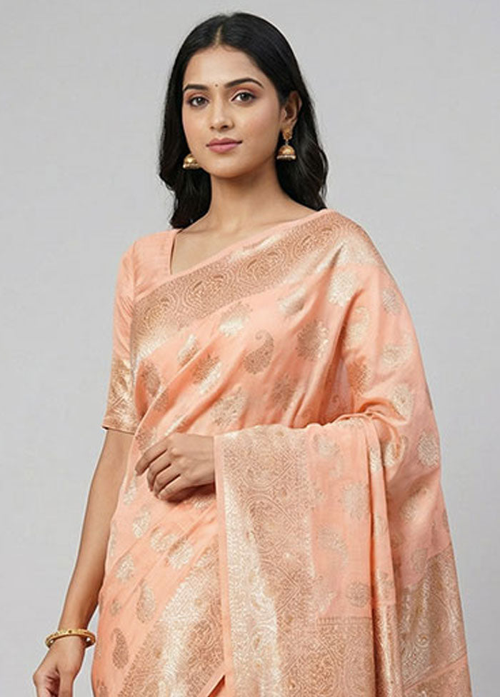 Pink Handloom Dupion Pure Silk Saree With Blouse Piece