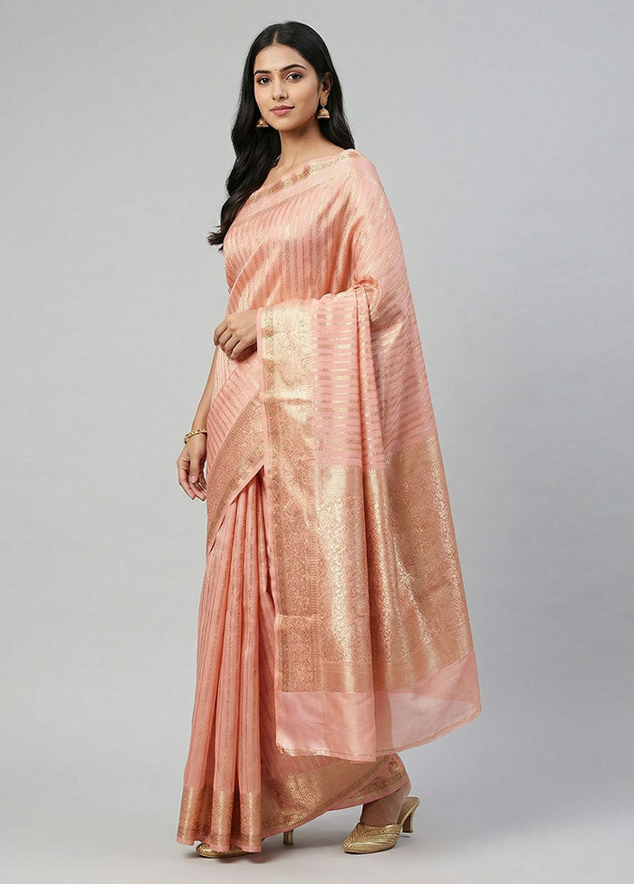 Pink Handloom Dupion Pure Silk Saree With Blouse Piece