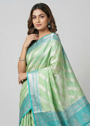 Green Handloom Dupion Pure Silk Saree With Blouse Piece