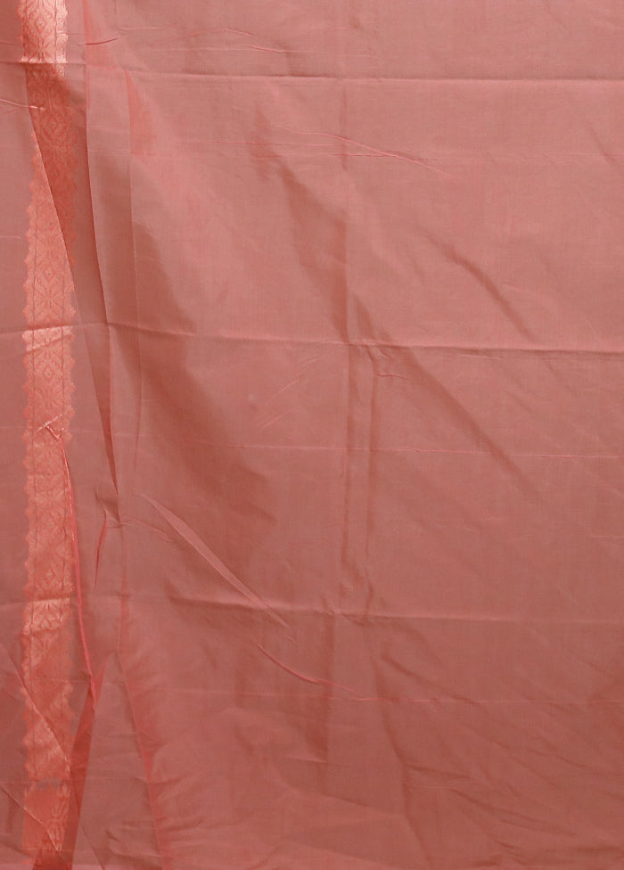 Peach Pure Cotton Saree With Blouse Piece