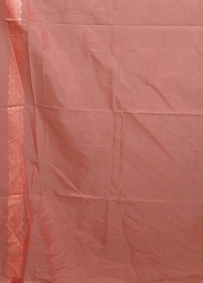 Peach Pure Cotton Saree With Blouse Piece