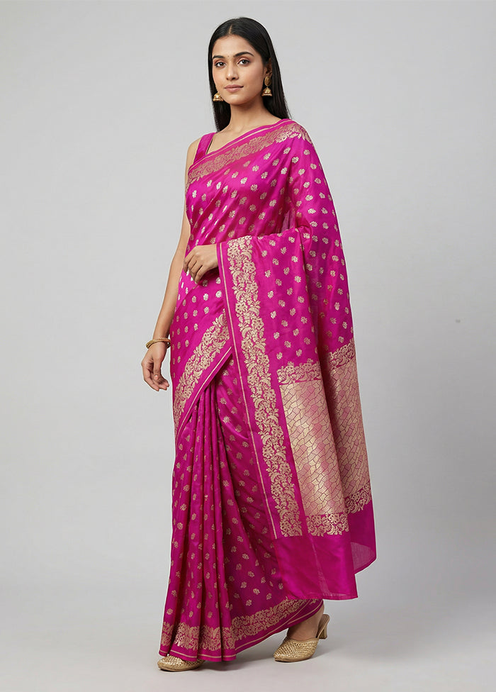 Pink Dupion Silk Saree With Blouse Piece