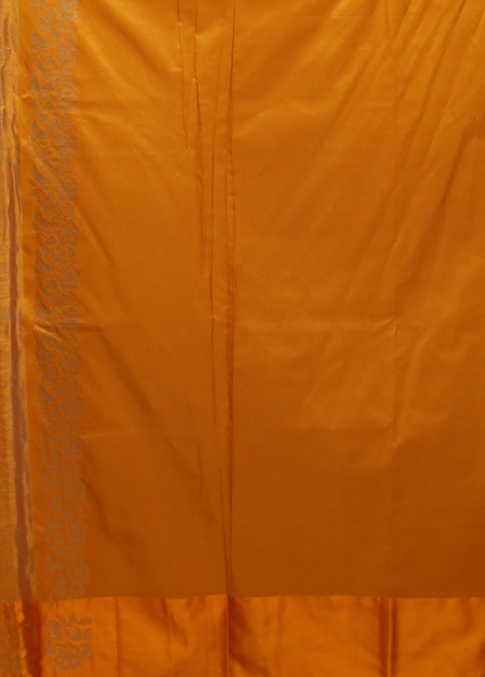 Yellow Dupion Silk Saree With Blouse Piece