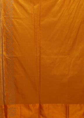 Yellow Dupion Silk Saree With Blouse Piece