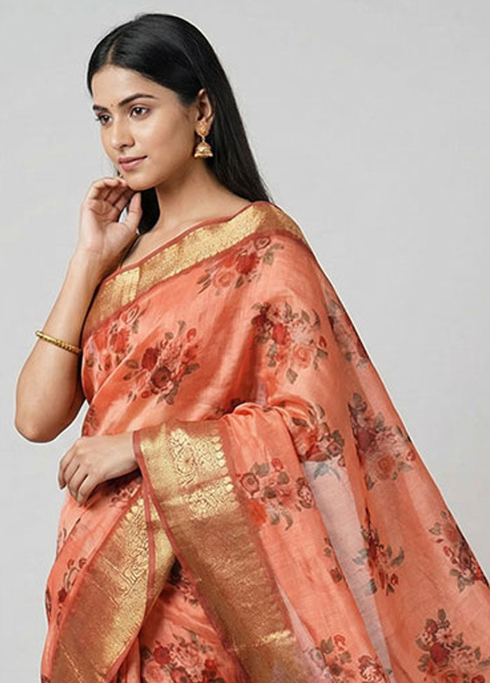 Pink Chanderi Silk Saree With Blouse Piece