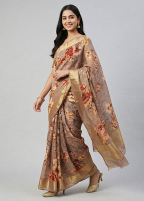 Pink Chanderi Silk Saree With Blouse Piece