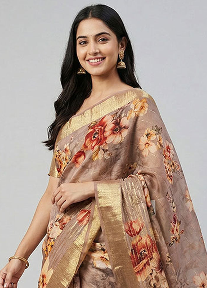 Pink Chanderi Silk Saree With Blouse Piece