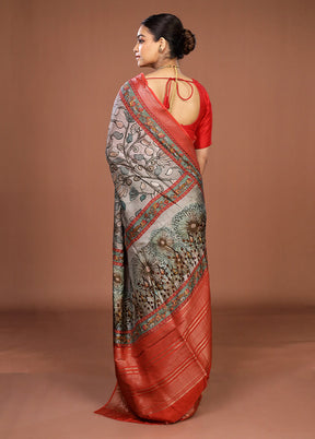 Green Chanderi Silk Saree With Blouse Piece
