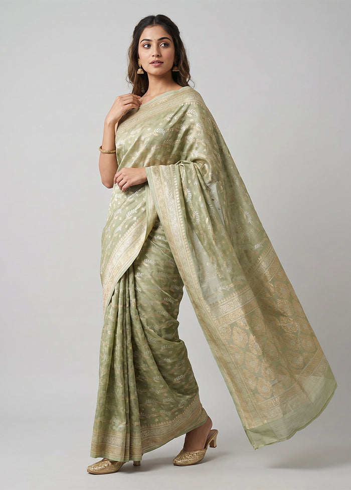 Cream Tissue Silk Saree With Blouse Piece