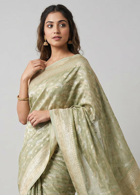 Cream Tissue Silk Saree With Blouse Piece