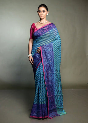 Green Tant Jamdani Saree Without Blouse Piece