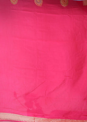 Pink Handloom Pure Georgette Saree With Blouse Piece