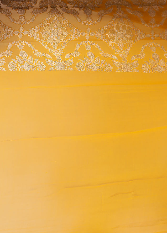 Yellow Handloom Pure Georgette Saree With Blouse Piece