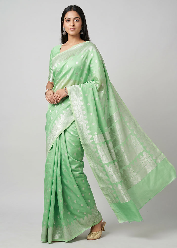 Green Kora Silk Saree With Blouse Piece