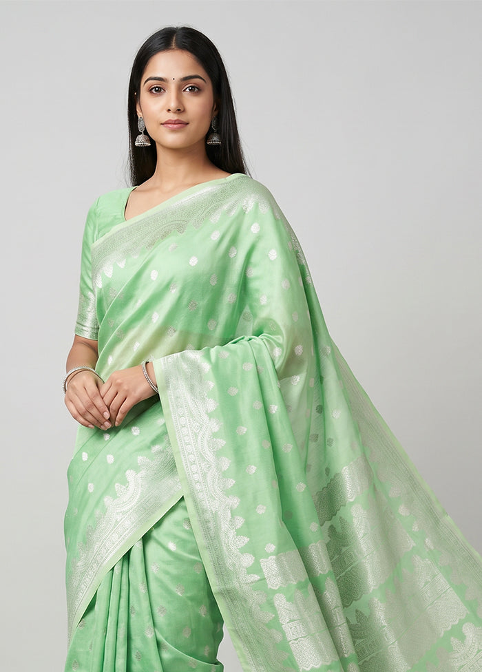 Green Kora Silk Saree With Blouse Piece