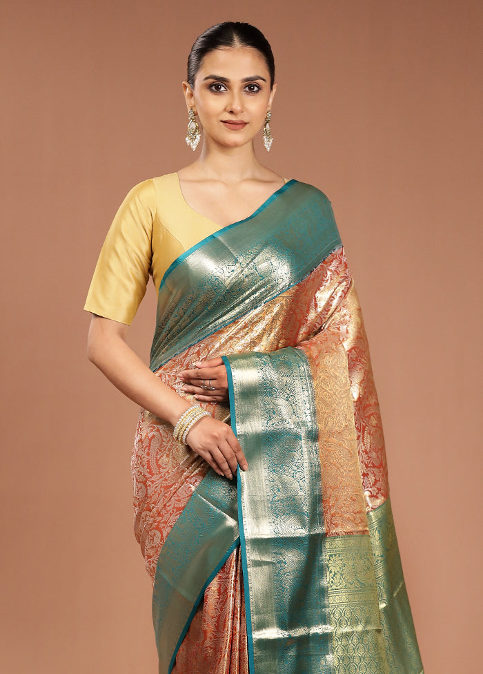 Yellow Kanjivaram Silk Saree With Blouse Piece