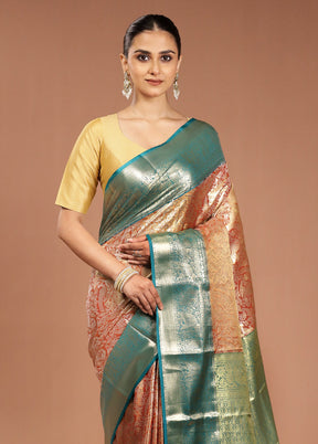 Yellow Kanjivaram Silk Saree With Blouse Piece