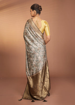 Cream Dupion Silk Saree With Blouse Piece