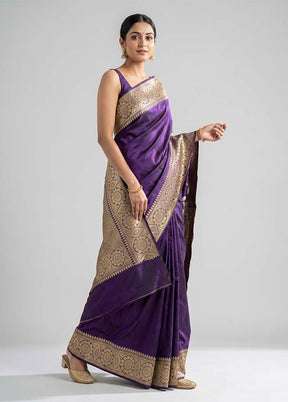 Blue Handloom Katan Pure Silk Saree With Blouse Piece