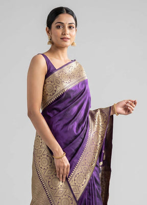 Blue Handloom Katan Pure Silk Saree With Blouse Piece