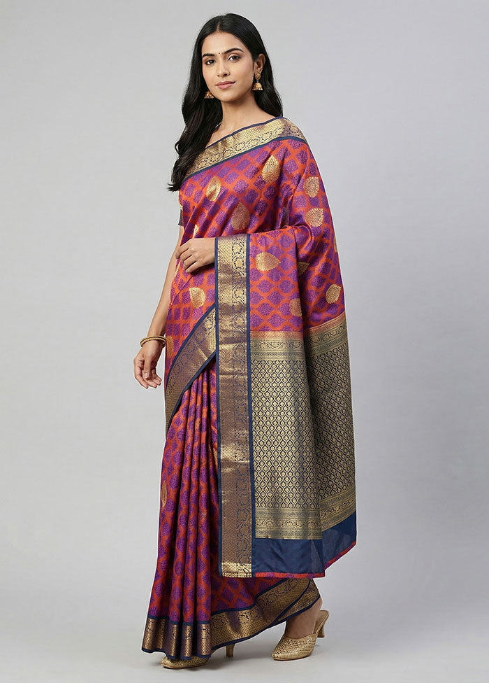 Pink Handloom Kanjivaram Pure Silk Saree With Blouse Piece