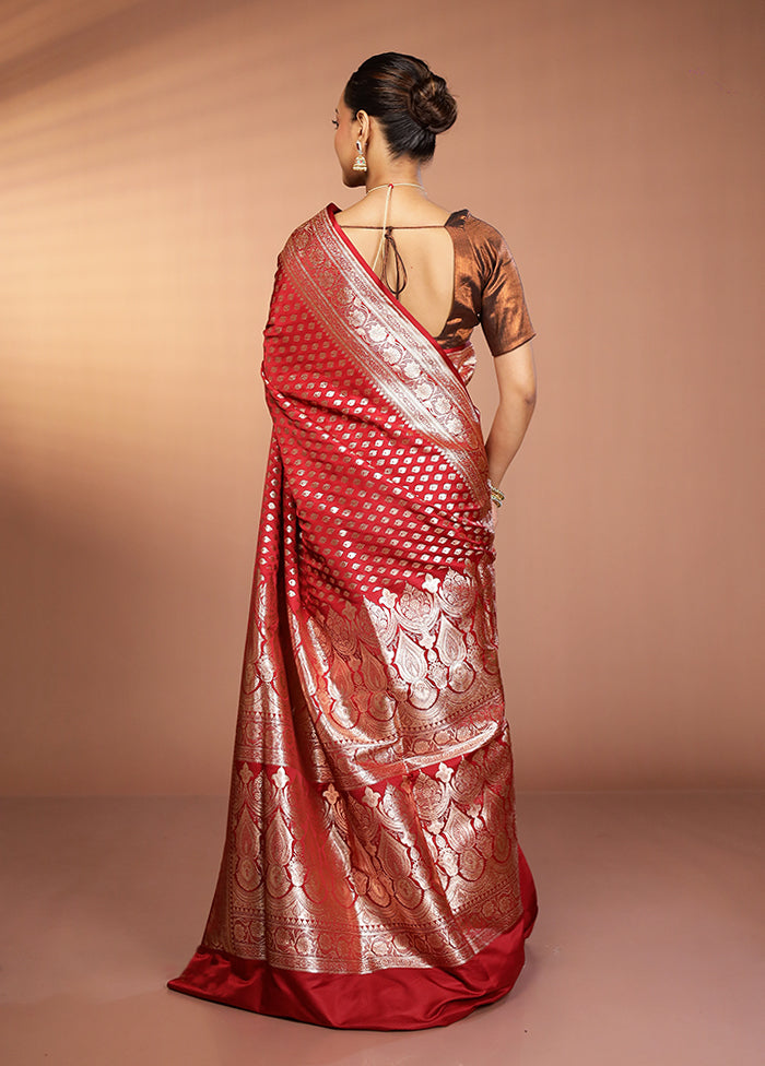 Maroon Banarasi Silk Saree With Blouse Piece